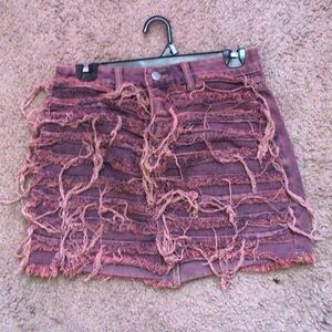 Frayed Purple Mini Skirt